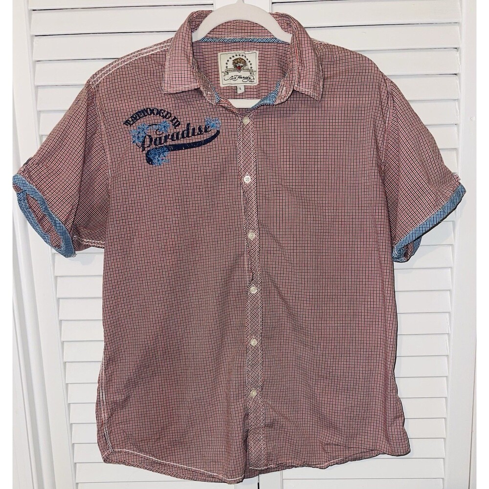 Y2K Ed Hardy by Christian Audigier Men’s Shirt Sleeve Button Up Size Large